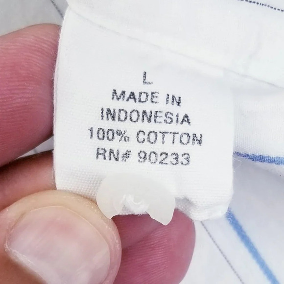 Kirra Men's Embroidered Logo White Blue Striped L - Picture 9 of 9